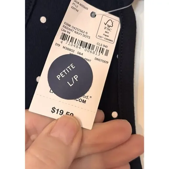 NWT Lands End Top Womens Blue Polka Dot Tank Top Scoop Neck Sleeveless Lg Petite - Picture 4 of 5